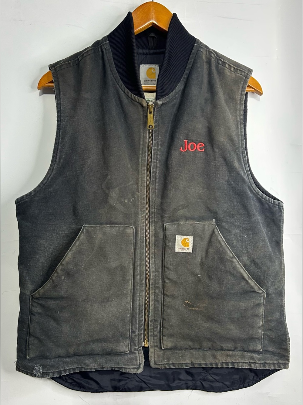 Carhartt Faded Black Duck Canvas Work Vest Large